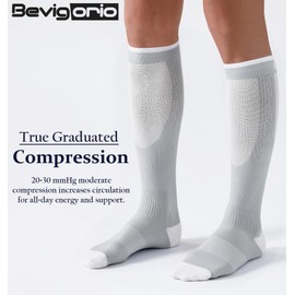 Bevigorio Compression Socks for Women and Men 20-30mmHg Circulation Athletic Running Sports Support Knee High Socks 3pairmix S/M