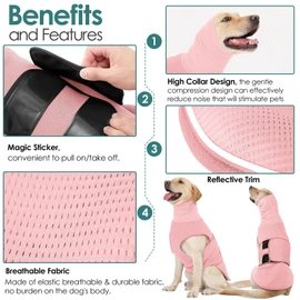 AOFITEE Dog Anxiety Vest, Dog Anxiety Calming Hoodie, Pet Thunder Jacket Calming Shirt for Fireworks, Thunder, Travel, Separation, Noise Block & Ear Protection Recovery