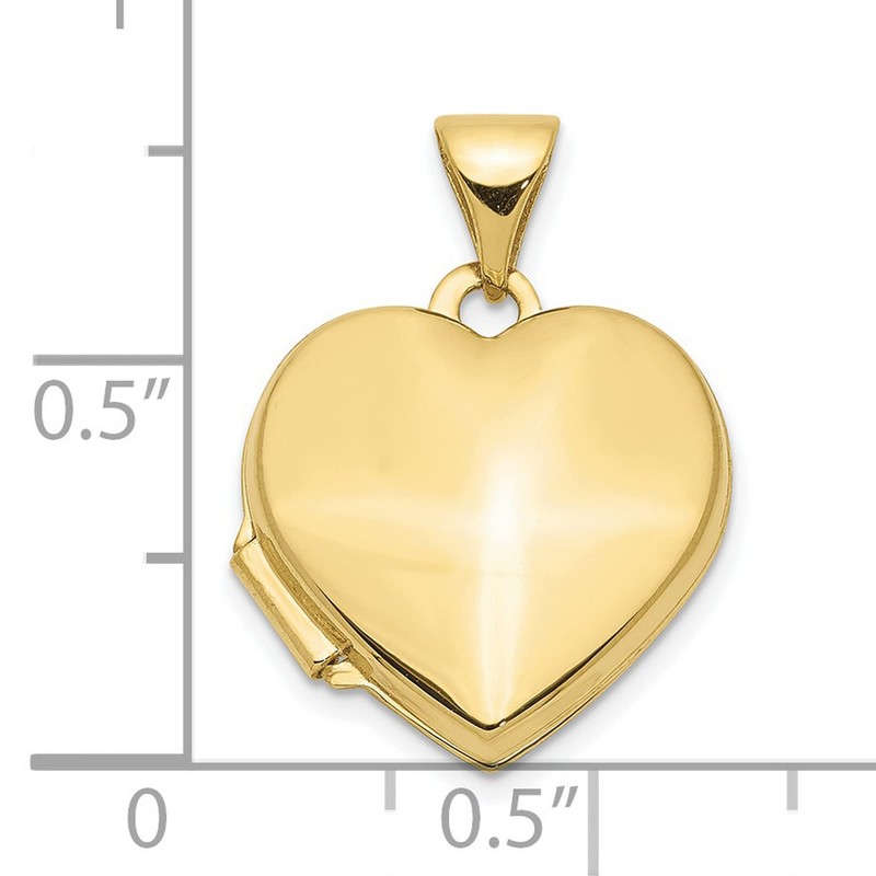10k Yellow Gold Plain Heart Locket 20 mm x 15