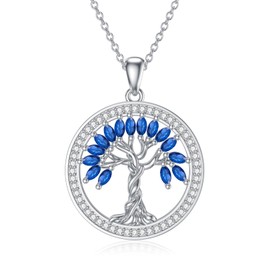Tree of Life Necklace Birthstones S925 Sterling Silver pendant for Women Wife Mom Birthday Gifts for Her 9