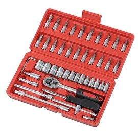 PIT66 46Pcs Set 1/4" Ratchet Wrench Combination Socket Tool Set Kit Auto Car Repair Tool