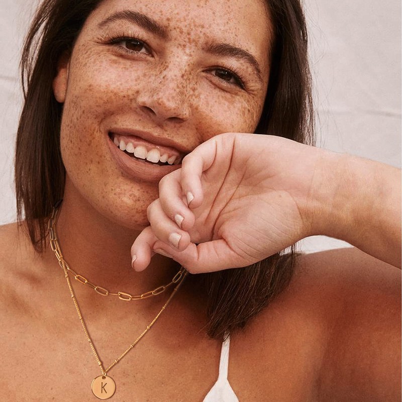 Fettero Necklace Chain Metal Allergy-Friendly Necklace Popular 14K Gold A-Z