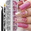Nail Rhinestones Nail Gems Flatback Rhinestones for Crafts Mix 5 Sizes Nail Art Gems Flat Back Rhinestone with Dotting Pen and Tweezer for Craft Face Nail Art
