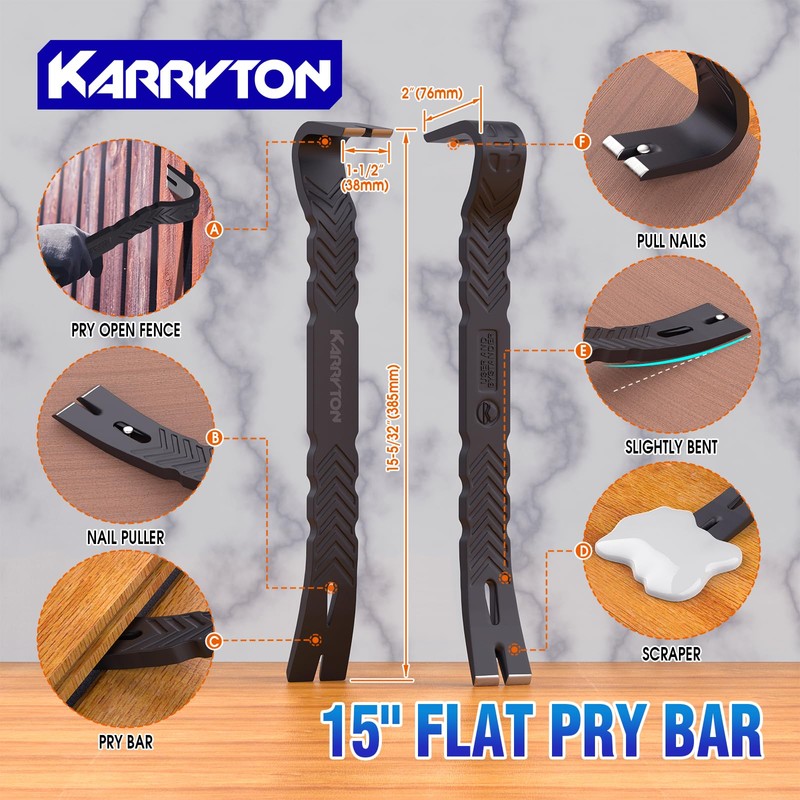 KARRYTON 4-Piece Heavy-Duty Pry Bar Set – 12" & 10"