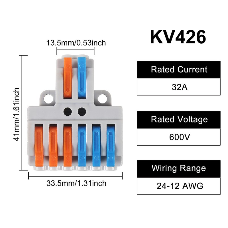10Pcs 2 in 6 Lever Wire Connector Compact DIY Quick
