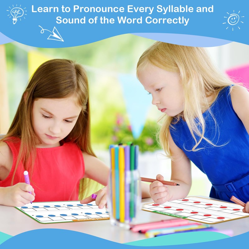 Aizweb Phonemic Awareness Dry Erase Board,9" x 12" Syllable Small