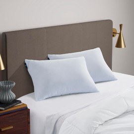 Serta Won't Go Flat King Size Set of 2 Down Alternative Cooling Bed Pillows, Extra Life Foam Core with Medium Support, Perfect for Back, Stomach or Side Sleepers, White