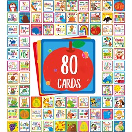 Gethelud 80 PCS Lunch Box Notes for kids, Inspirational Words with Adorable Designs Positive Affirmation Cards for Boys’ and Girls’ Lunch Boxes