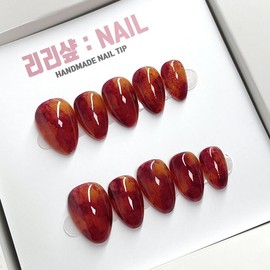 Pumpkin Latte Handmade Nail Tips - Short Oval / 호박라떼 수제네일팁 - 숏오벌