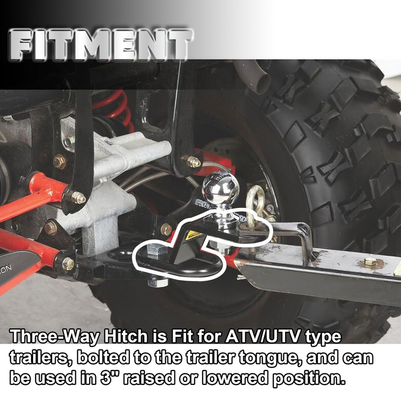 VONLX Three-Way Hitch Attachments Fit for ATV/UTV Type Trailers Universal