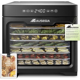 Ausegia Commercial Large Food Dehydrator, Usable Area up to 9 ft², 800W Full Stainless Steel Dryer Machine, up to 190℉ Temperature, for Meat, Fruit, Veggies, Beef, Herbs (8-Trays Dehydrator)