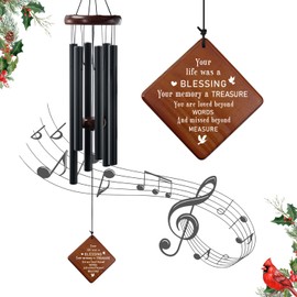 Memorial Wind Chimes for Grieving Hearts – 36" Sympathy Gift for Loss of Mom, Dad, Brother & Loved Ones | Hand-Tuned Soothing Tones, Durable Outdoor Decor for Garden, Patio, or Remembrance Space