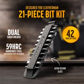 Galvanox Double Sided Bit Set Designed for Leatherman Multi-Tools, Flat-Bit Screwdriver Set with Holder (21 Pc Set + 4 Bonus Bits)