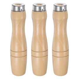 QUARKZMAN Pack of 3 Wooden File Handle 4.13 Inch 6.2 mm Round Hole Ergonomic Handles with Metal Collar for 8 Inch Metal Files