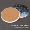 Vibiliyou Absorbent Coasters Blue Cube Coasters with Gold Holder Round