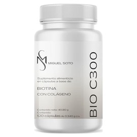 Miguel Soto BIO C300 Biotina con Colágeno, 120 Cápsulas, Fórmula de Uso Diario