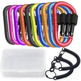 Aluminum Carabiners Screw Lock D-Ring - Versatile, Lightweight, and Durable Carabiner Clip Hook for Outdoor Activities, Fishing, Hiking, Traveling, Keychain (Multicolour [12Pcs]) [MN12]