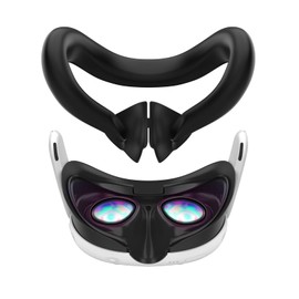 VR Face Cover for Meta Quest 3, Silicone Face Pad Cushion Compatible with Oculus Quest 3 Accessories Light Blocking Nose Pad Eye Cover Skin Black