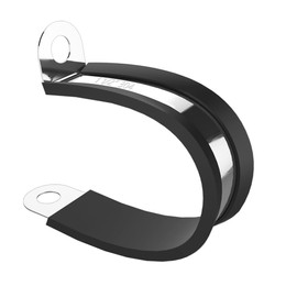 30pcs 1-1/2 Inch 304 Stainless Steel Rubber Cushioned Insulated Cable Clamps, Pipe Clamps, Metal Clamp, Wire Clamps for Tube, Lines, Automotive, Wire Cord Installation (Black, 38mm)