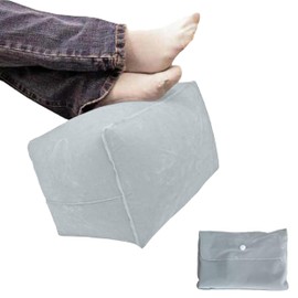 Inflatable Foot Pillow for Travel | Car Foot Rest for Kids & Adults | Compact Airplane Footrest | Portable Inflatable Travel Foot Rest Cushion for Airplane, Car, Office(Grey)