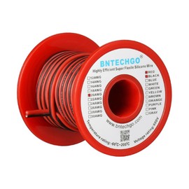 BNTECHGO 20 Gauge Flexible 2 Conductor Parallel Silicone Wire Spool Red Black High Resistant 200 deg C 600V for Single Color LED Strip Extension Cable Cord,Model,25ft Stranded Tinned Copper Wire