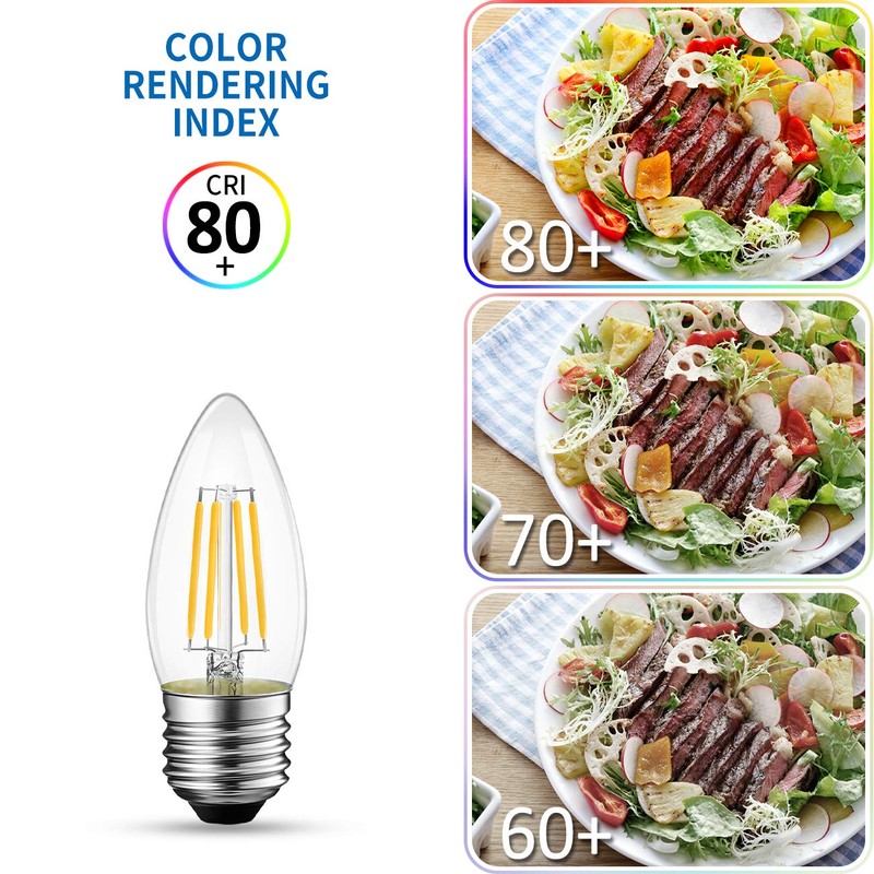ANWIO 12 Pack B11 LED Filament Bulb E26 Candelabra Base