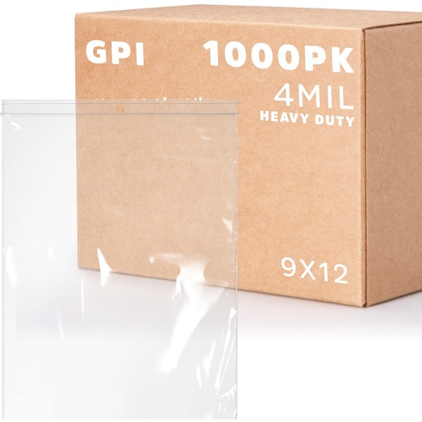 GPI - 9" X 12" Clear Plastic Zip Bags, 1000