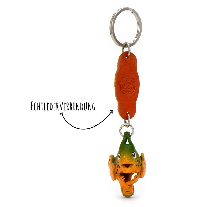 MONKIMAU Women's Leather Keyring Chameleon Figure, orange