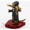 Solid Brass Amber Figurine of Dachshund in Nightcap with candy