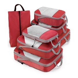 Meowoo Compression Packing Cubes Travel Organizer 7 Set, Ripstop Mesh Travel Organizers for Luggage Multi-Functional Ultralight Expandable Packing Cubes for Carry-on Luggage, Travel, Backpack