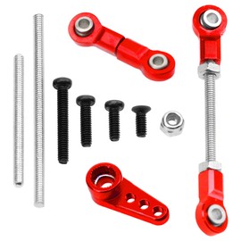 Vgoohobby Front Steering Link Rod Servo Link Linkages with 28T Servo Arm Compatible with WLtoys 1/28 K969 K979 K989 K999 P929 P939 Mini-Q Mini-Z RC Car (Red)