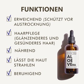 Organic Aloe Vera Oil 100% Pure, Natural and Vegan - 100 ml - Oil Macerate - Care for Face, Skin and Hair