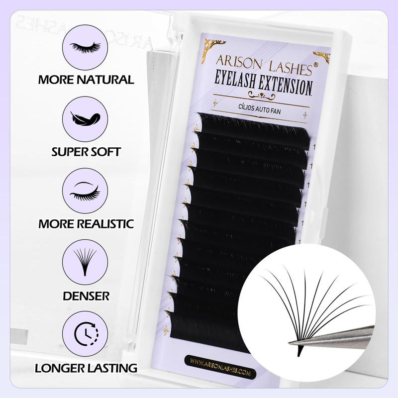 Arison Lashes Easy Fan Lashes, 0.07 D Curl, 13-16mix Eyelash