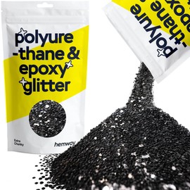 Hemway Polyurethane & Epoxy Resin Glitter 100g / 3.5oz Metallic Crystal Flake Additive for Flooring Jewelry Tumblers Glass Pigment - Extra Chunky (1/24" 0.040" 1mm) - Black