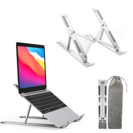 K-MART Adjustable Laptop Stand for Desk, 6-Angle Laptop Riser Portable Laptop Holder, Air-Ventilated Cooling Notebook Stand for Compatible with MacBook Air, Pro, Dell 10-15.6” (Silver)