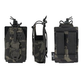 TOPTACPRO Tactical Radio Holster Molle Radio Pouch Universal Radio Holder For Walkie Talkie Motorola BaoFeng UV-5R BF-F8HP Adjustable Storage Rifle Magazine Pouch(camo black)