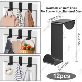 dcas Pack of 12 Door Hooks, Stainless Steel, Black Hooks, Door Hanger, Multifunctional Door Hook, Reversible Hook, Suitable for Kitchen, Living Room, Bathroom