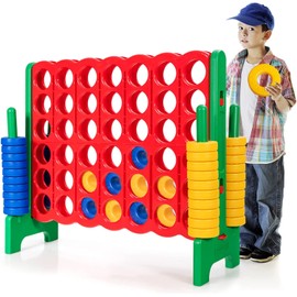 HONEY JOY Jumbo 4-to-Score Giant Game Set, Giant Outdoor Yard Games for Family, 42 Jumbo Rings & Quick-Release Slider, 3.5FT Tall Giant 4-in-A-Row for Kids & Adults Green