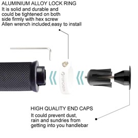 TOPCABIN Bike Grips Double Lock on Locking Bicycle Handlebar Grips Cycle Bicycle Mountain Bike BMX Floding ((Aluminum lock plug+Grips) White 1 Pair)