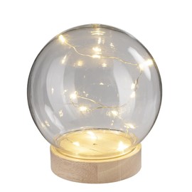 Ideen mit Herz LED Wooden Pedestal Round with Ball Diameter 8.3 cm Height 2 cm with 10 LEDs in Warm White