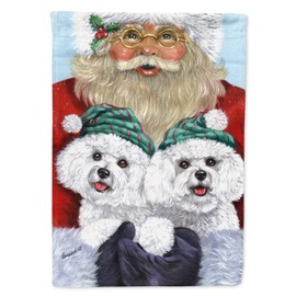 Caroline's Treasures PPP3024GF Bichon Frise Santa Christmas Garden Flag Mailbox Flag Decorative Yard Flag Banner Outside Patio Artwork Yard Flower Beds, Garden Size, Multicolor