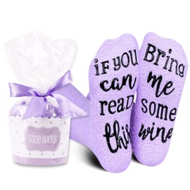 Benefeet Sox Unisex Funny Fuzzy Socks for Women Wine Socks Novelty If You Can Read This Bring Me Wine Cozy Socks Girls Wine Drinking Lover Gifts in Cupcake Packaging Christmas Birthday Gifts Ideas