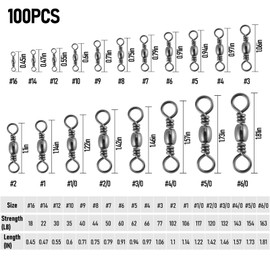 Alwonder 100PCS Fishing Barrel Swivels, High Strength Stainless Solid Ring Brass Barrel Swivel with Black Nickel Coating, Rolling Fishing Swivels Tackle Line Connector Saltwater Freshwater #16