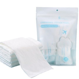 Extra Thick Disposable Compressed Towels 30 x 60 cm - 100% Cotton Hypoallergenic, Ultra-Absorbent, Individually Wrapped Portable for Travel/Camping/Hotel (Pack of 10)