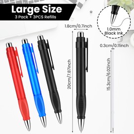 Amabro Extra Large Ballpoint Pens with 3PCS Refills Easy Grip Jumbo Pen Black Ink Fat Pens for Enhanced Writing Stability Weighted Pens for Arthritis Elderly Office (Multicolor)
