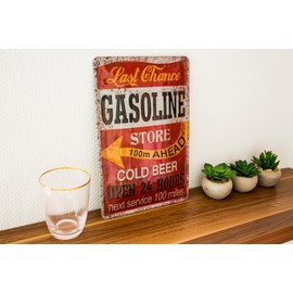 Service Tankstelle Retro Tin Sign Gasoline 30 x 20 cm