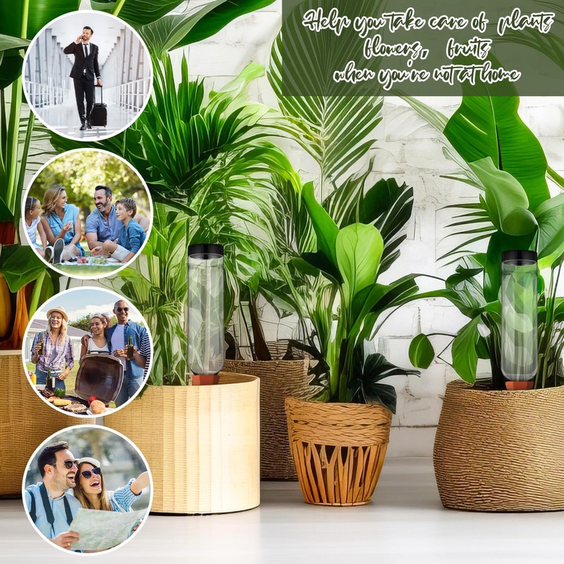 SiliFine 8 Pack Plant Watering Devices with 4 Pcs Terracotta