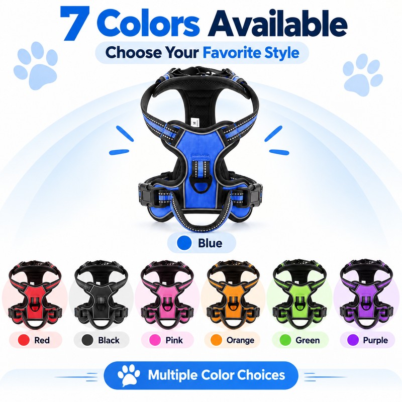 Adjustable Reflective Dog Harness for Daily Walks – Soft Breathable