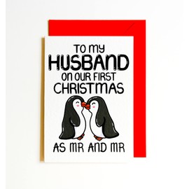 To My Husband from Husband On Our First Christmas As MR And MR Christmas Card Gay Christmas Card