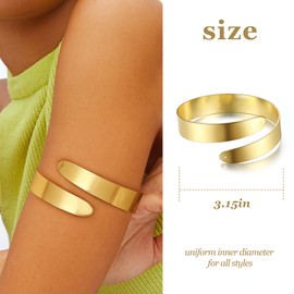 FUNRUN JEWELRY Arm Cuff Upper Arm Band for Women Gold Arm Cuff Bangle Bracelets Adjustable Coil Swirl Armlet ArmBand Jewelry,3-4Pcs